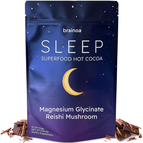 Sleep Cocoa for Chocolate Lovers – with Magnesium Glycinate, Ashwagandha, Reishi Mushroom & L-Theanine – Bedtime Sleep Aid Drink for Adults – No Melatonin, Added Sugar, or Artificial Flavors