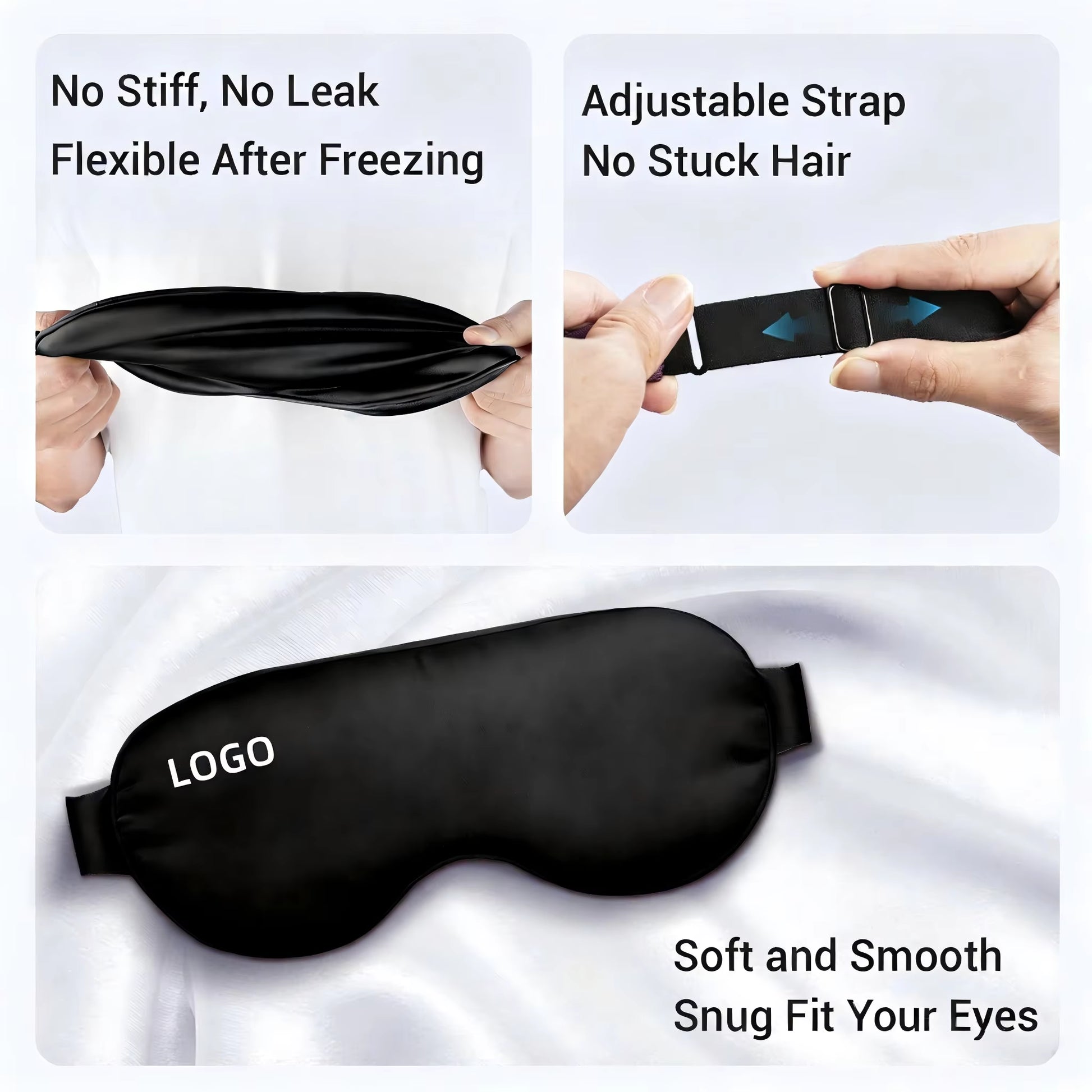 Customized Light-Blocking Eye Mask Gel Pack Hot & Cold Ice Packs Relaxation Comfort Silk Eye Mask for Sleeping