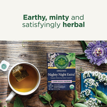 Organic, Nighty Night Extra, Valerian Root & Lemon Balm - Herbal Sleep Aid Tea - Kosher, Non-Gmo, Caffeine-Free, Compostable - 96 Tea Bags (6 Packs of 16)